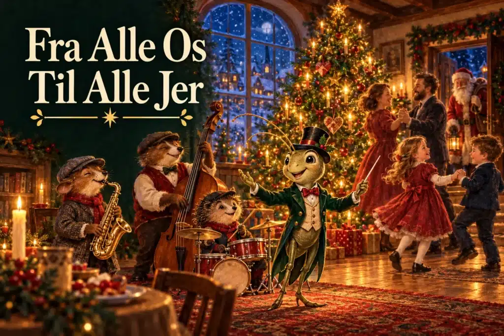 Fra Alle Os Til Alle Jer – Jesper Fårekylling dirigerer julemusik omkring det pyntede juletræ
