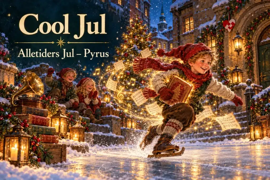 Cool Jul – energisk nisse skøjter gennem sneen med magisk julemusik