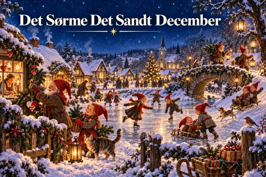 Det Sørme Det Sandt December – travle nisser fejrer jul i sneklædt landsby