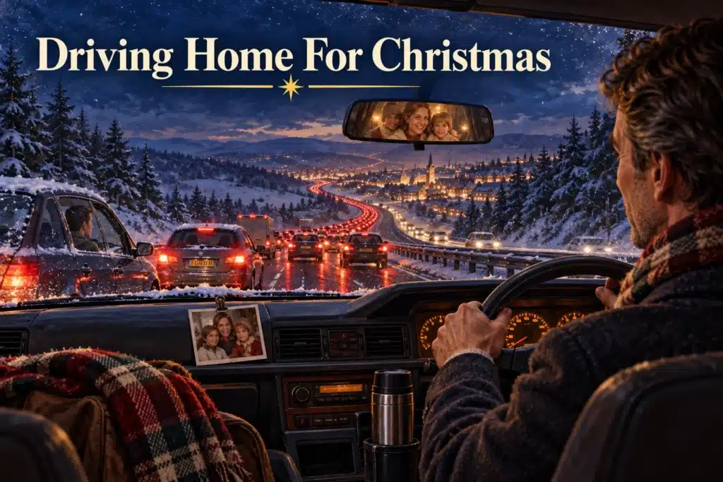 Driving Home For Christmas – bilist kører gennem julekø mod familien
