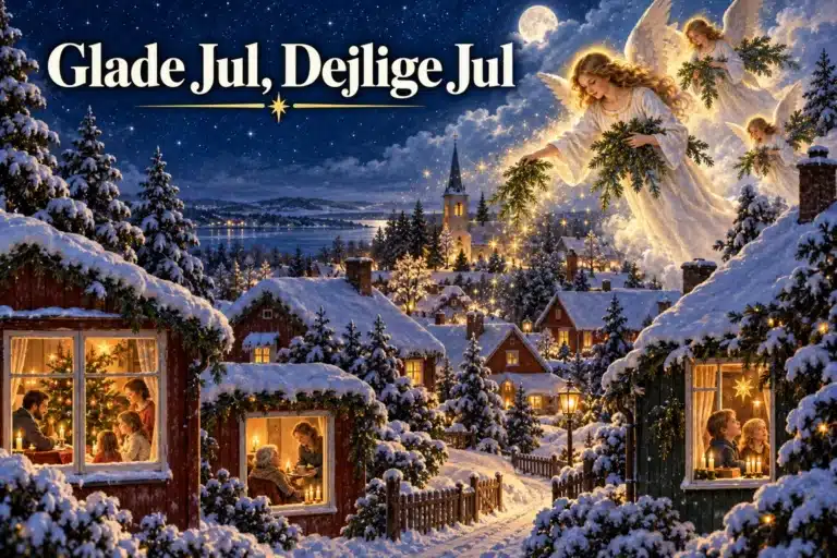 Glade Jul, Dejlige Jul – engle bringer julefred til sneklædt landsby