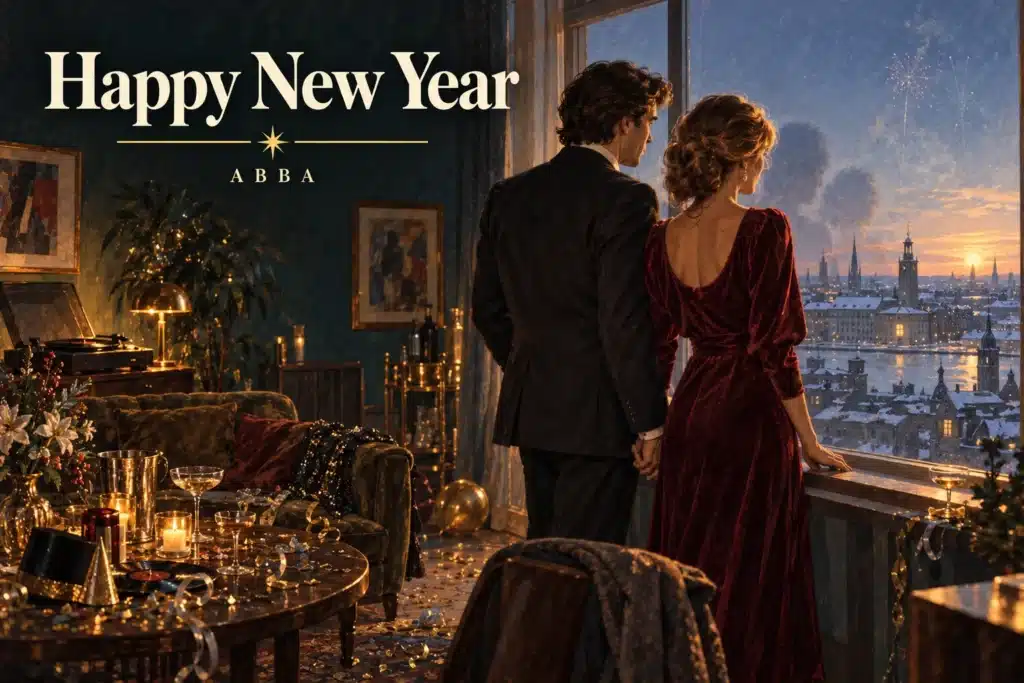 Happy New Year – par ser årets første sollys over vinterbyen
