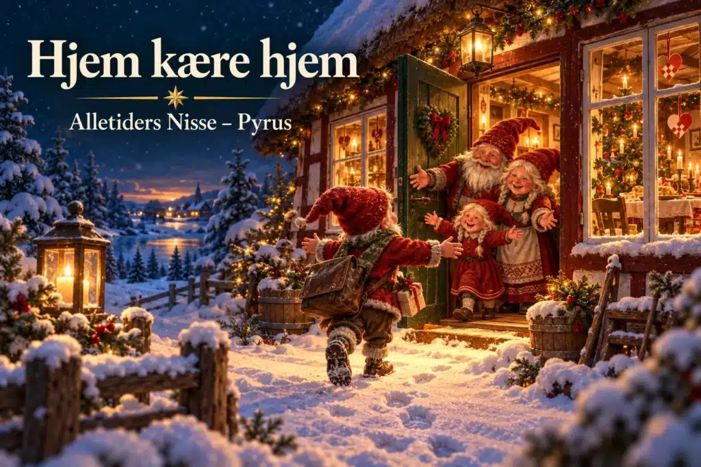 Hjem kære hjem – en nisse vender tilbage til sin julepyntede familiehytte