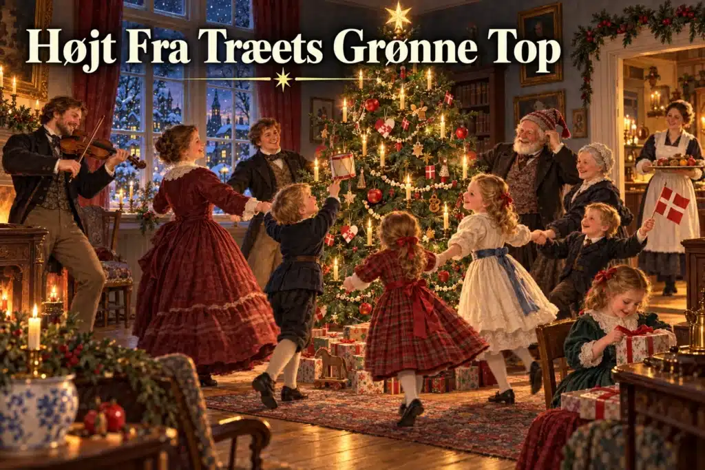 Højt Fra Træets Grønne Top – familie danser omkring historisk juletræ