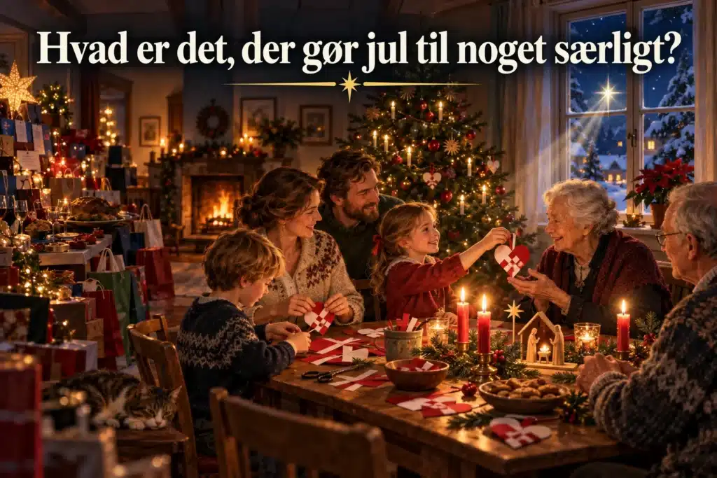 Hvad er det, der gør jul til noget særligt? – familie deler julehjerter ved levende lys