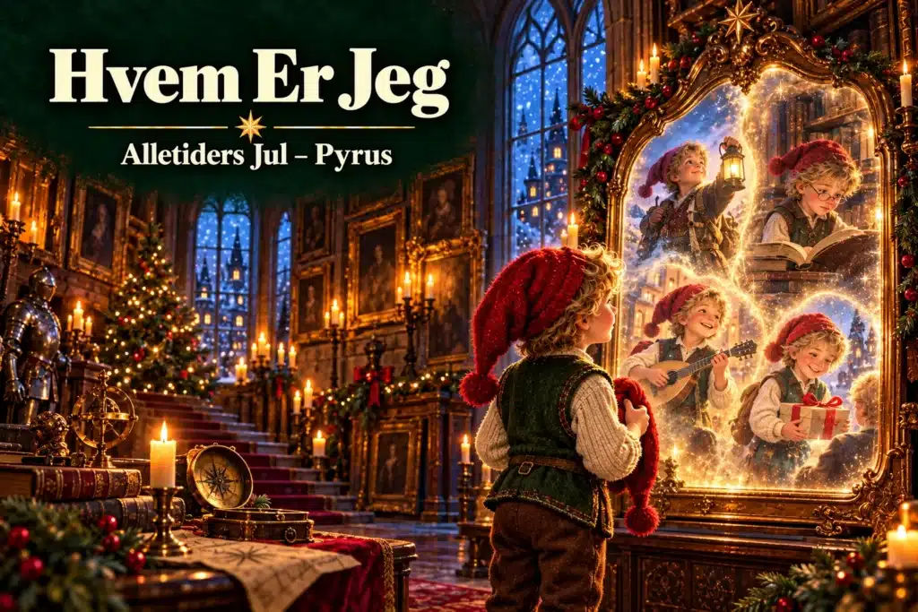 Hvem Er Jeg – nisse ser mulige identiteter i et magisk spejl