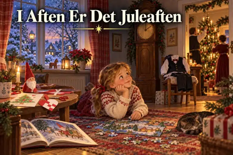 I Aften Er Det Juleaften – barn venter med juleklip, bøger og puslespil