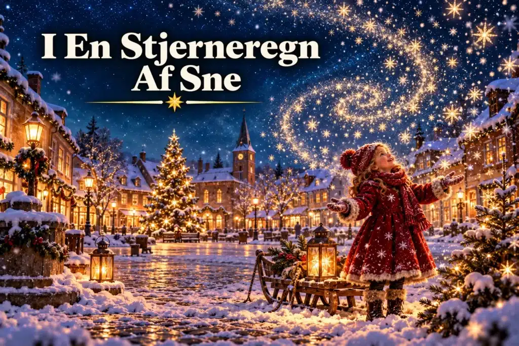 I En Stjerneregn Af Sne – barn oplever lysende stjernesne på juletorvet.