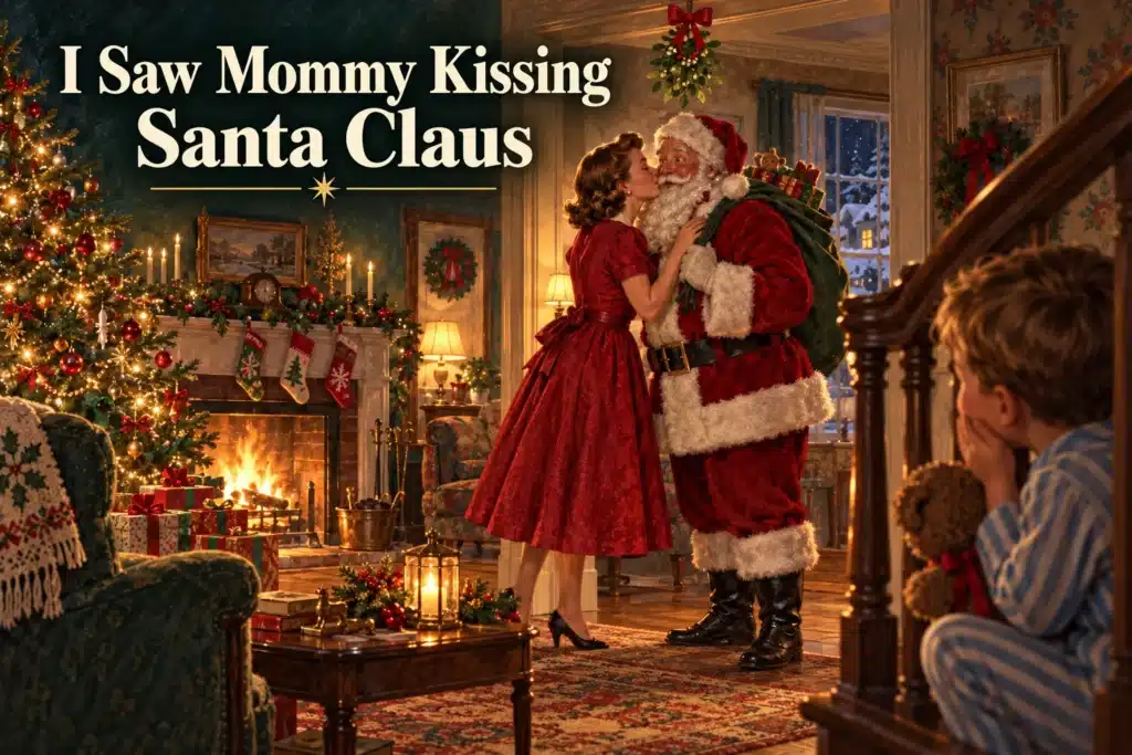 I Saw Mommy Kissing Santa Claus – barn smugkigger fra trappen