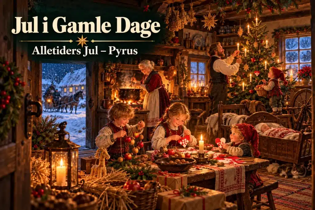 Jul i Gamle Dage – familie fejrer traditionel jul med grød og julepynt
