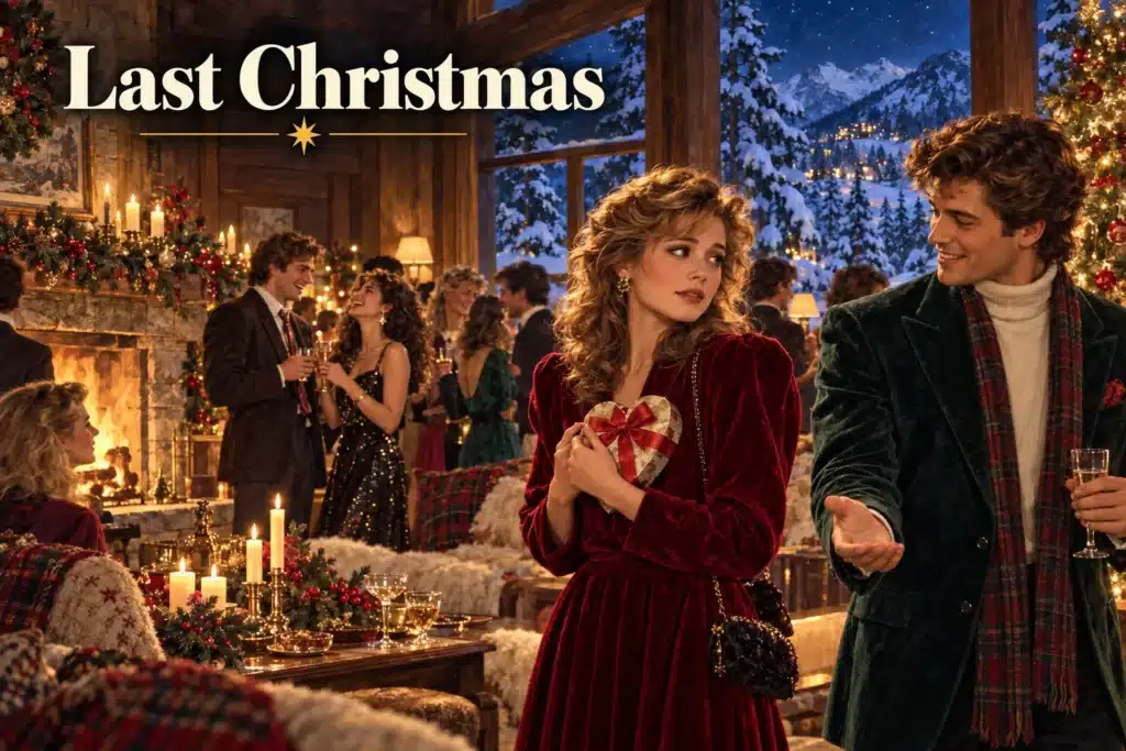 Last Christmas – kvinde holder en hjertegave til en julefest