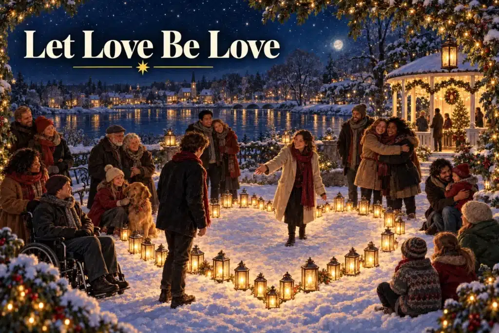 Let Love Be Love – mennesker samles omkring et hjerte af julelanterner