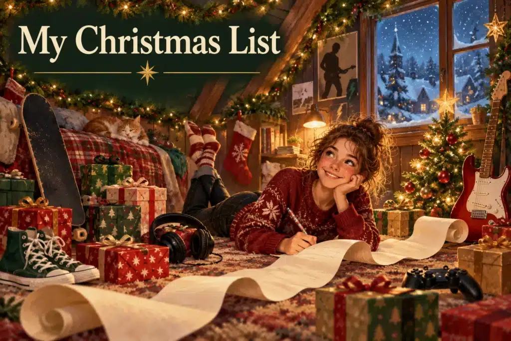 My Christmas List – ung musikfan skriver ønskeliste blandt gaver og julelys