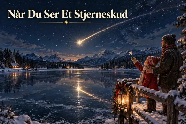 Når Du Ser Et Stjerneskud – barn ønsker ved frossen sø under lysende stjerneskud