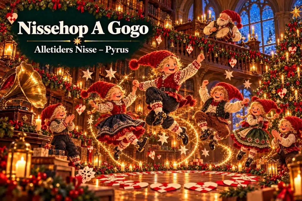 Nissehop A Gogo – glade nisser hopper og danser i julepyntet arkiv