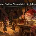 På Loftet Sidder Nissen Med Sin Julegrød