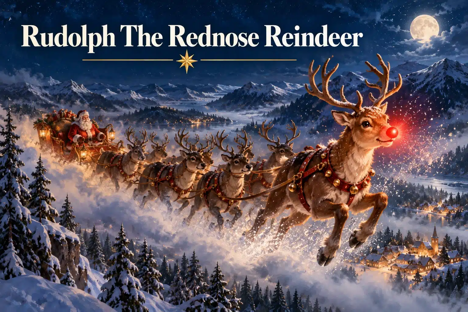 Rudolph The Rednose Reindeer – Rudolf leder julemandens kane gennem sneen