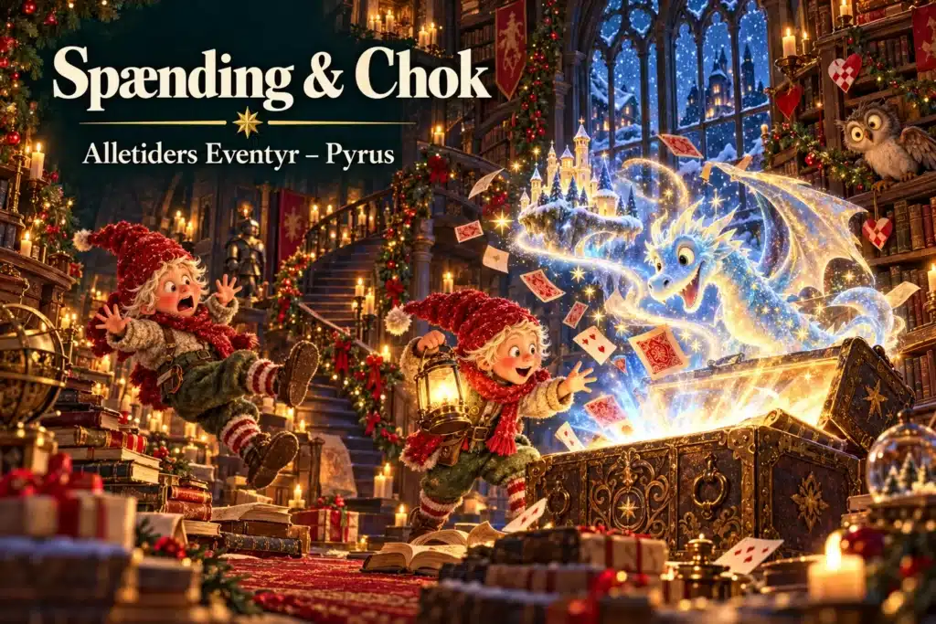 Spænding & Chok – nisser overraskes af en magisk juledrage i slotsbiblioteket